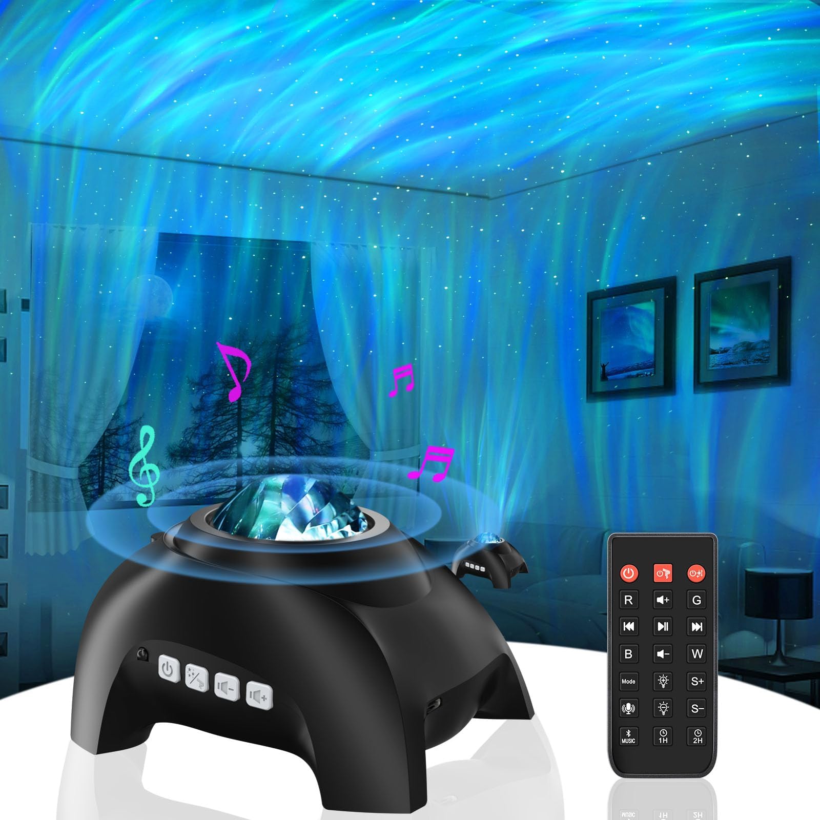 Northern Plastic Lights Aurora Projector with Music Bluetooth Speaker and White Noise, Galaxy Projector, Starry Night Light Projectors for Kids Adults Gaming Room, USB Corded Electric, LED