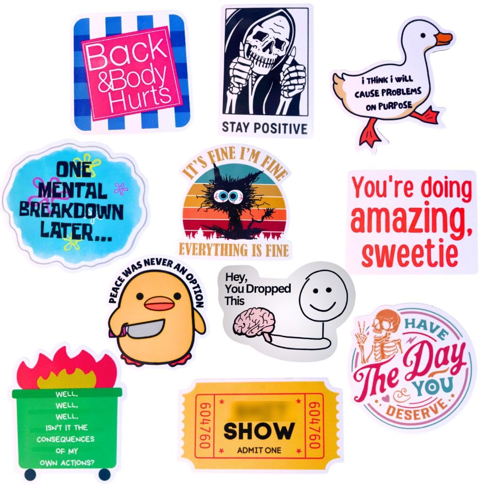 YJ PREMIUMS 12-Piece Fridge Magnets - Funny Memes, Cute Animals, and Words for Home/Office Decoration