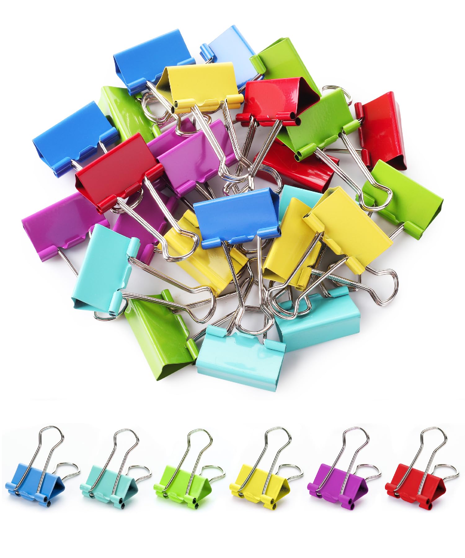 Mr. Pen- Colored Binder Clips, 1.25 inch, 25 Pack, Medium, Color Binder Clips Medium Size, Binder Clip, Paper Clips for Paperwork, Office Clips