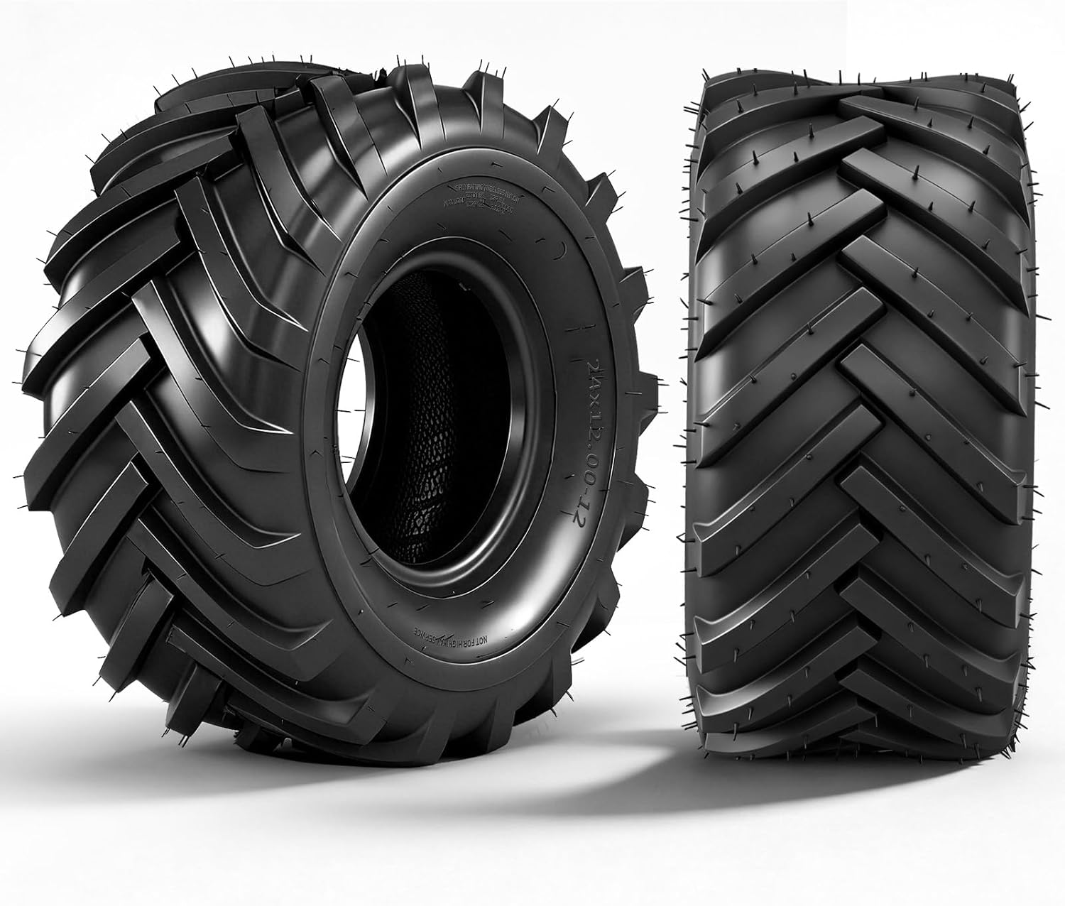 TRIBLE SIX 24x12.00-12 Lawn Mower Tire,24x12.00x12 Turf Tires,Set of 2 Tubeless Turf Tires for Garden Lawn Tractor Riding Lawn Mower,6 Ply Heavy Duty Tires