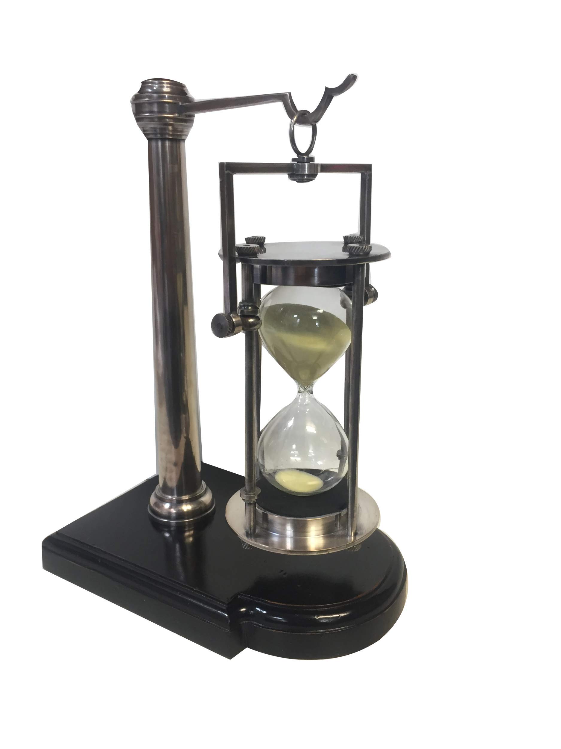 Authentic Models, 30 min Hourglass with Stand, Wooden Vintage Collection, 7.3" x 5.1" x 10" - Bronze Finish