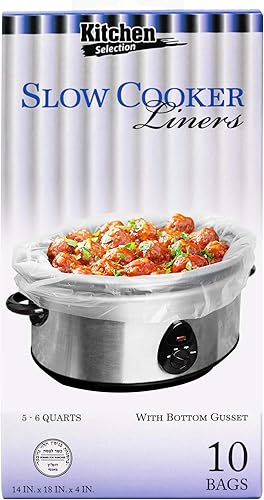 Party Bargains 10 bolsas de forros de cocción lenta Se adapta a 5 6 cuartos de galón, 18 x 4 x 14 pulgadas, refuerzo de 4 pulgadas de ancho,