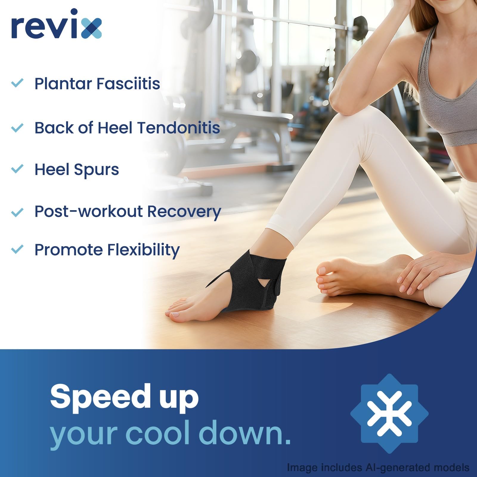 REVIX Paquete de 2 paquetes de hielo para el talón, paquete de hielo reutilizable para frío y caliente con cobertura completa de gel en el talón, envoltura de hielo ajustable para fascitis plantar