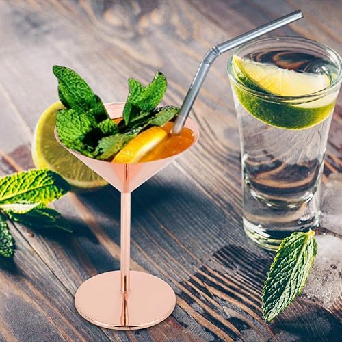 Miniatura 3 de Fdit Copas de Martini de acero inoxidable irrompibles de 6.8 fl oz reutilizables 304 de acero inoxidable Margarita Copas de Martini irrompibles