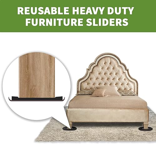 Miniatura 7 de Deslizadores de muebles para alfombras, 4 unidades, 9 1/2 pulgadas, protectores de suelo para muebles, patas deslizantes para muebles, mueve tus