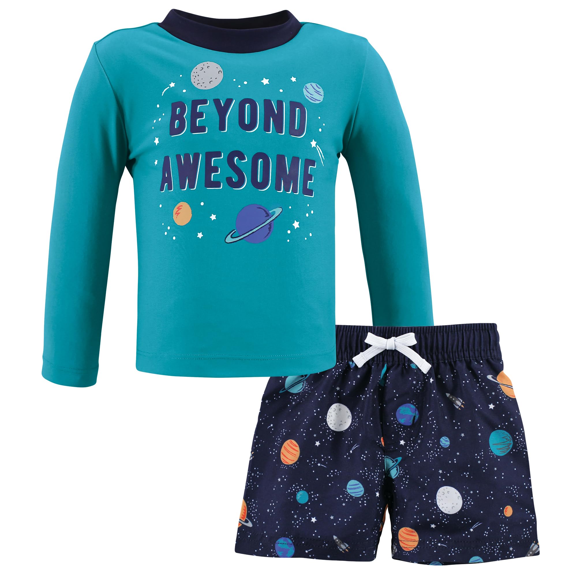 Hudson Baby Unisex Baby Swim Rashguard Set, Space, 9-12 Months