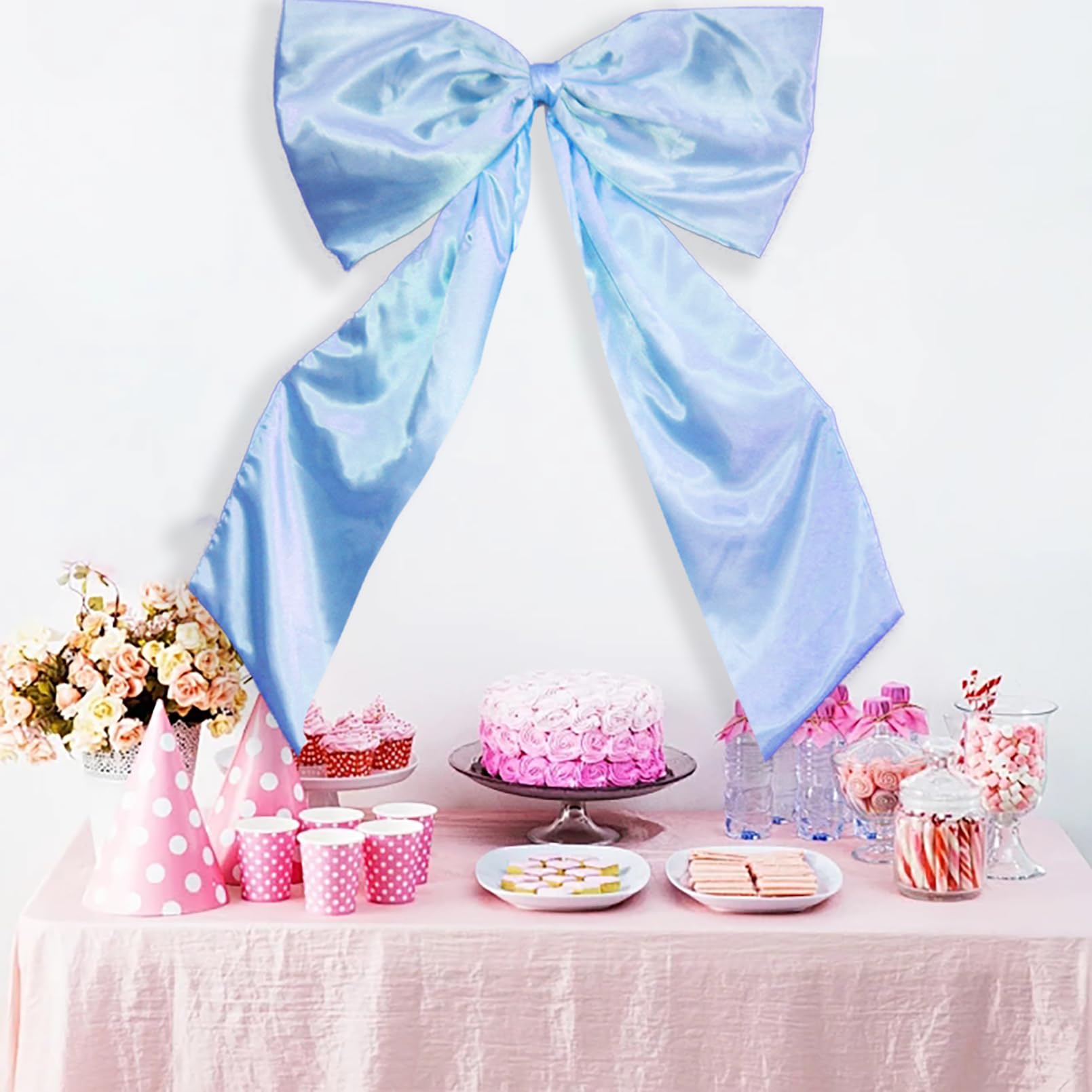 Jingchun Bow Birthday Decorations Coquette Party Backdrop 1pc Big Bow Themed Wall Decor For Room Large Door Bows Giant Wedding Bachelorette Baby