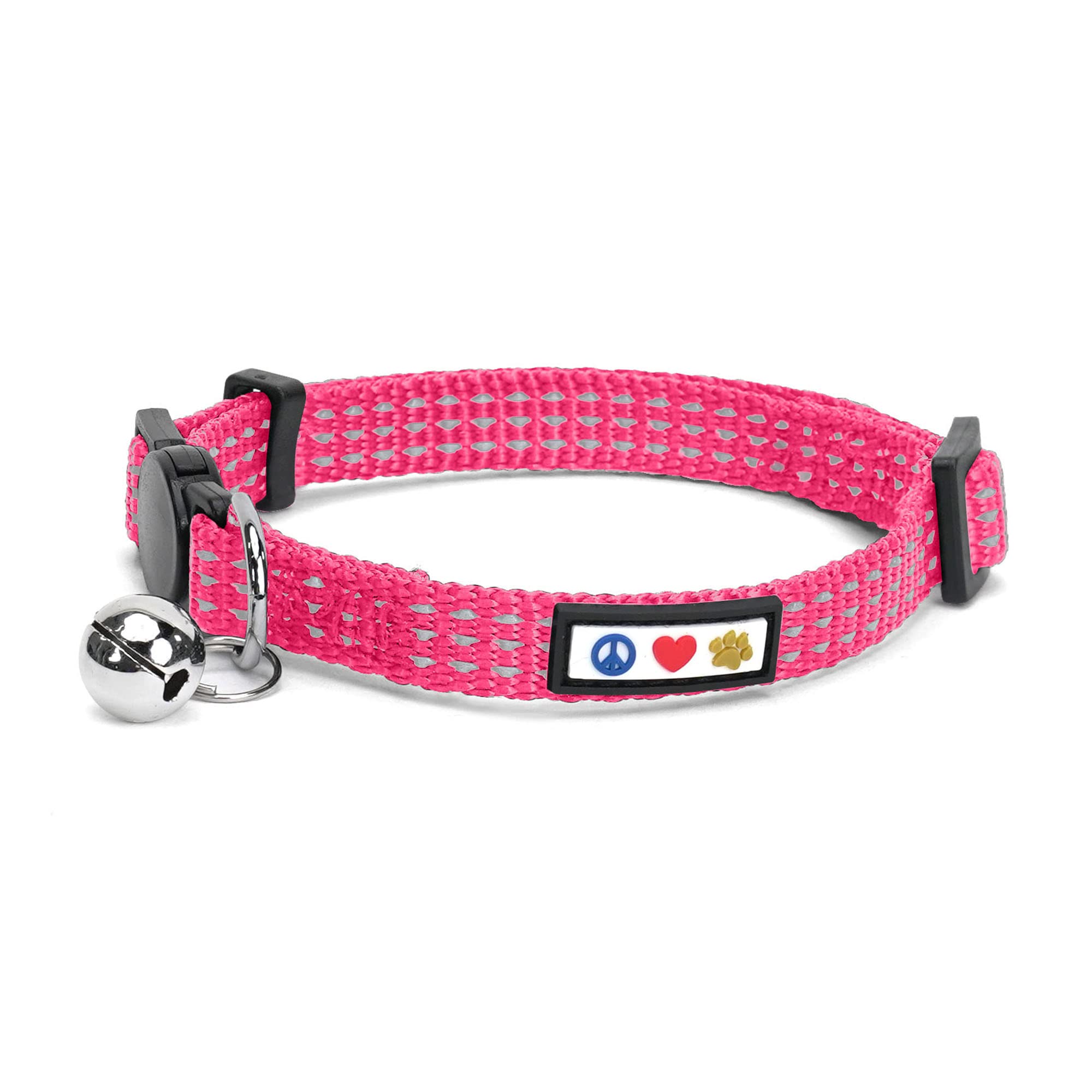 Pawtitas Reflective Pink Cat Collar with Safety Buckle and Removable Bell for Kitten and Cats