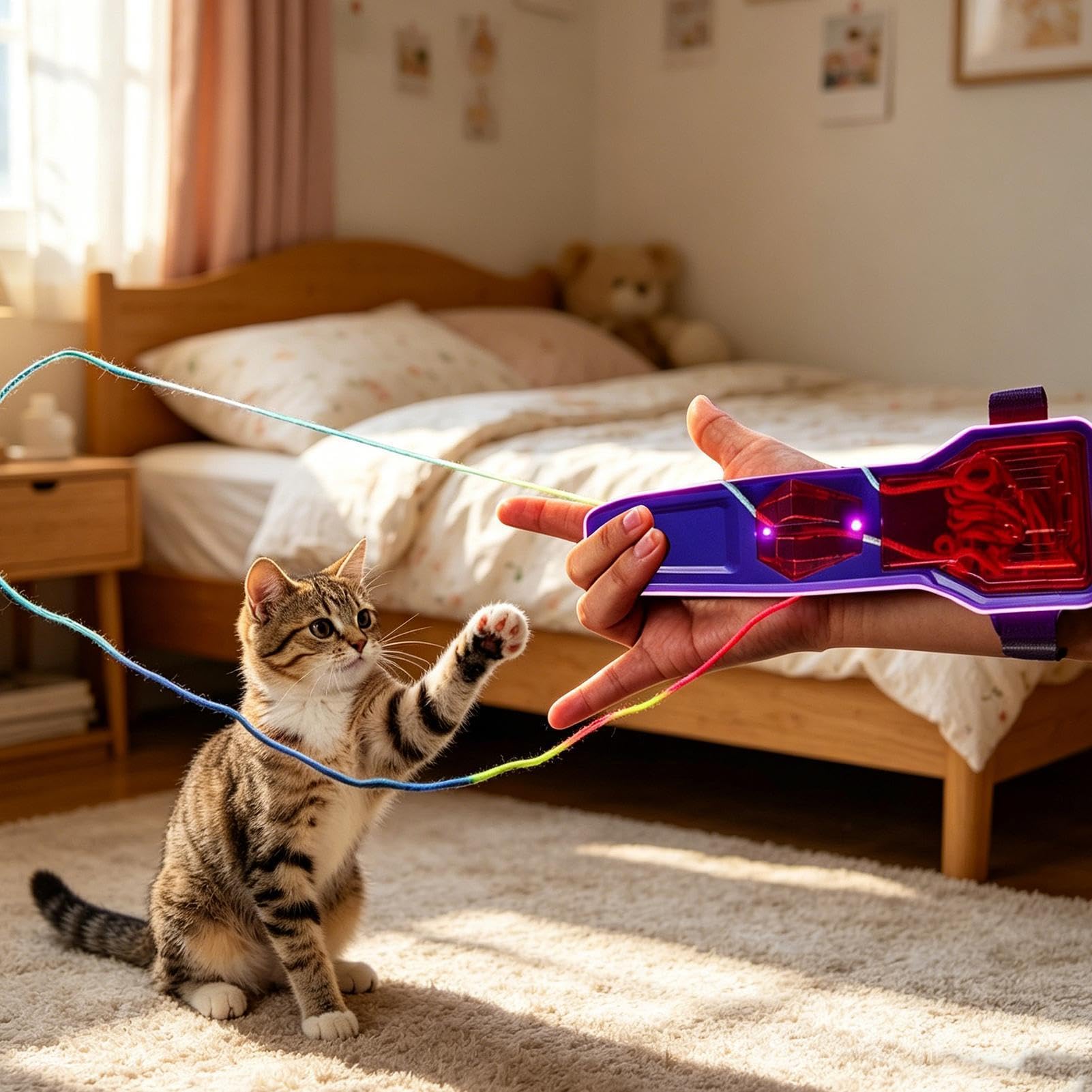 Klassisches Seilwerfer, leuchtet im Dunkeln, mit automatischem einziehbarem Kabel für Kinder und Erwachsene, fliegt ein Laze von Seilen in die Luft für endlose Tricks und Spaß
