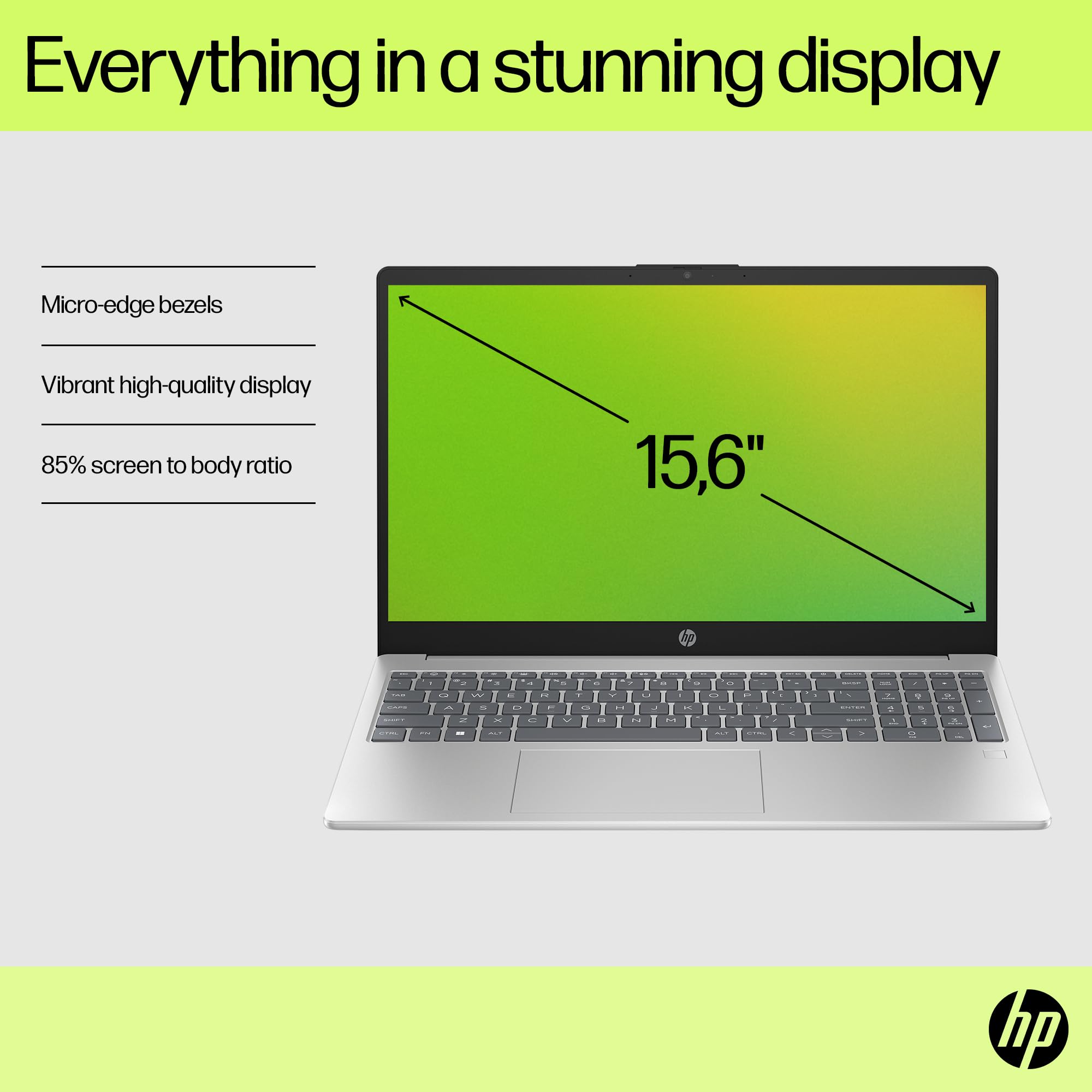 HP 15.6" Laptop | Intel Core i5 i5-1334U Processor | 16 GB RAM | 512 GB SSD | Intel Iris Xᵉ Graphics | FHD Display | Up to 9.75 hrs battery | Windows 11 | Dual Speakers | Natural Silver | 15-fd0072sa — view 5