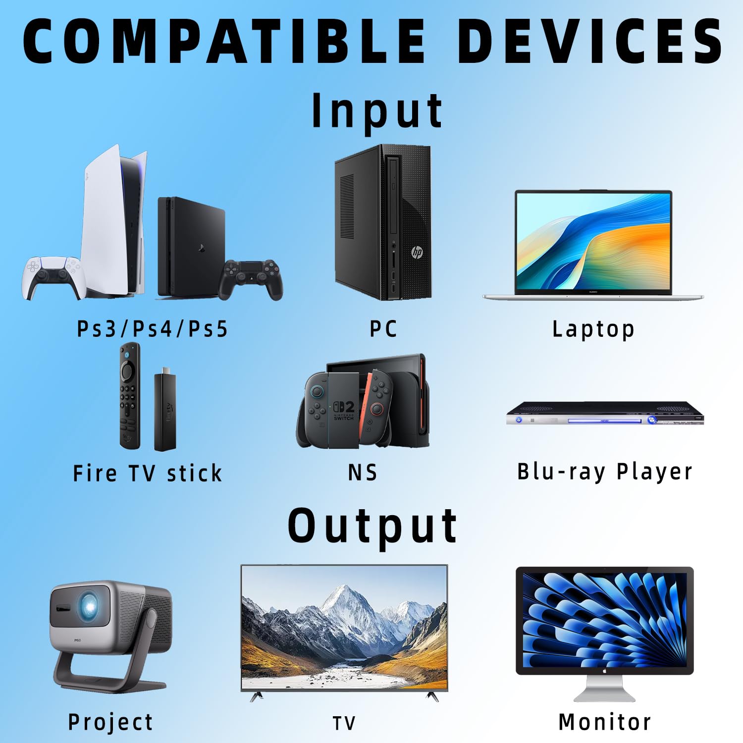Commutateur HDMI 2.1 bidirectionnel 8K – Commutateur 2 en 1 de sortie/répartiteur 1 en 2 prend en charge 8K @ 60 Hz et 4K @ 60 Hz, 48 Gbit/s, 4:4:4 bits, commutateur haute résolution UlrtaHD entre 2