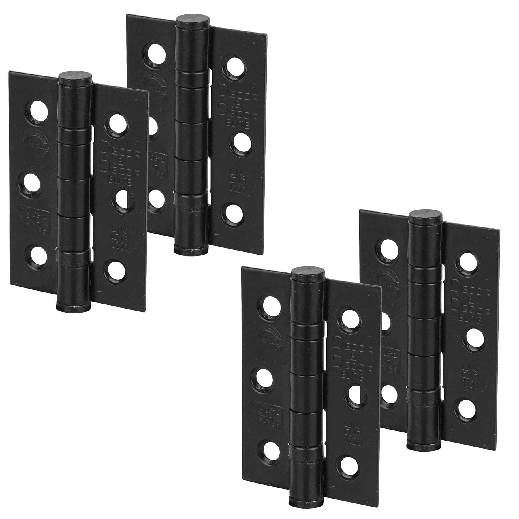 Decoranddecor Matt Black Door Hinges Internal - Fire Rated - 3Inc / 76Mm - Ball Bearing - Steel - 2 Pairs