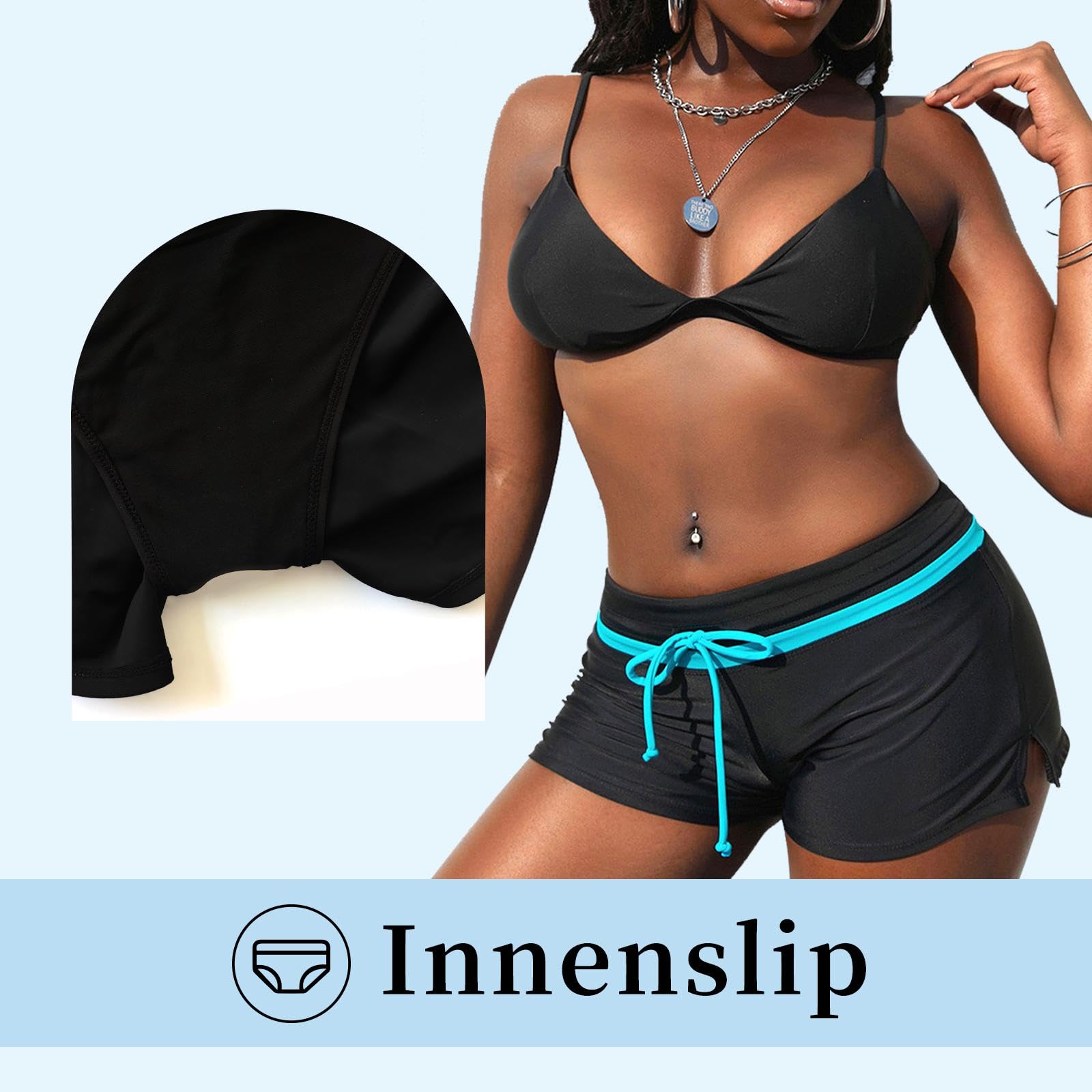 Tmaza Donna con Drawstring Regolabile Asciugatura Rapida Pantaloncini da Bagno Size S - 3XL