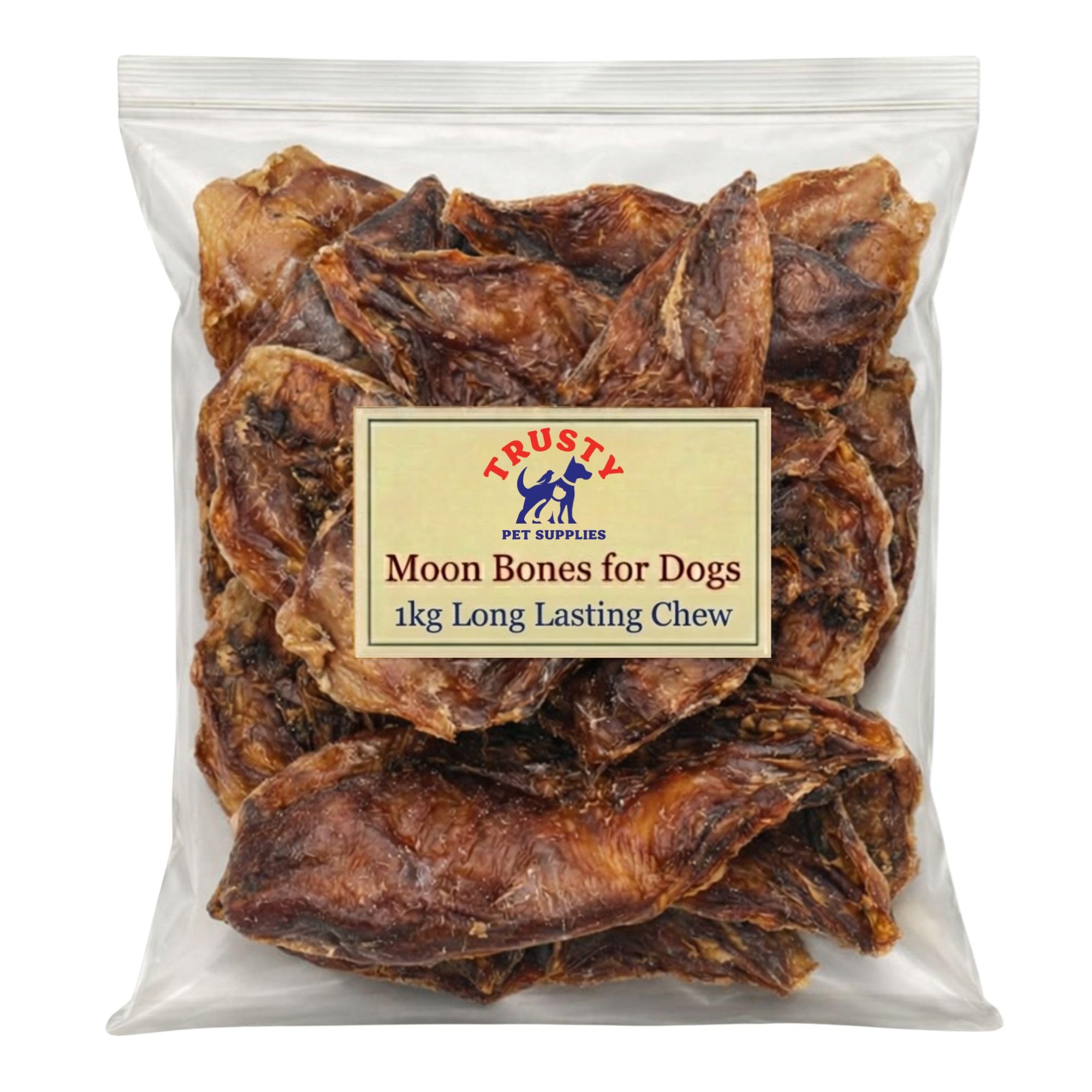 Beef Moon Bone for Dogs 1kg | 100% Natural Dog Treat | Long Lasting Dog Chews | Hypoallergenic & Grain Free Dog Treat | Low Fat High Protein Dog Bone | By Trusty Pet Supplies