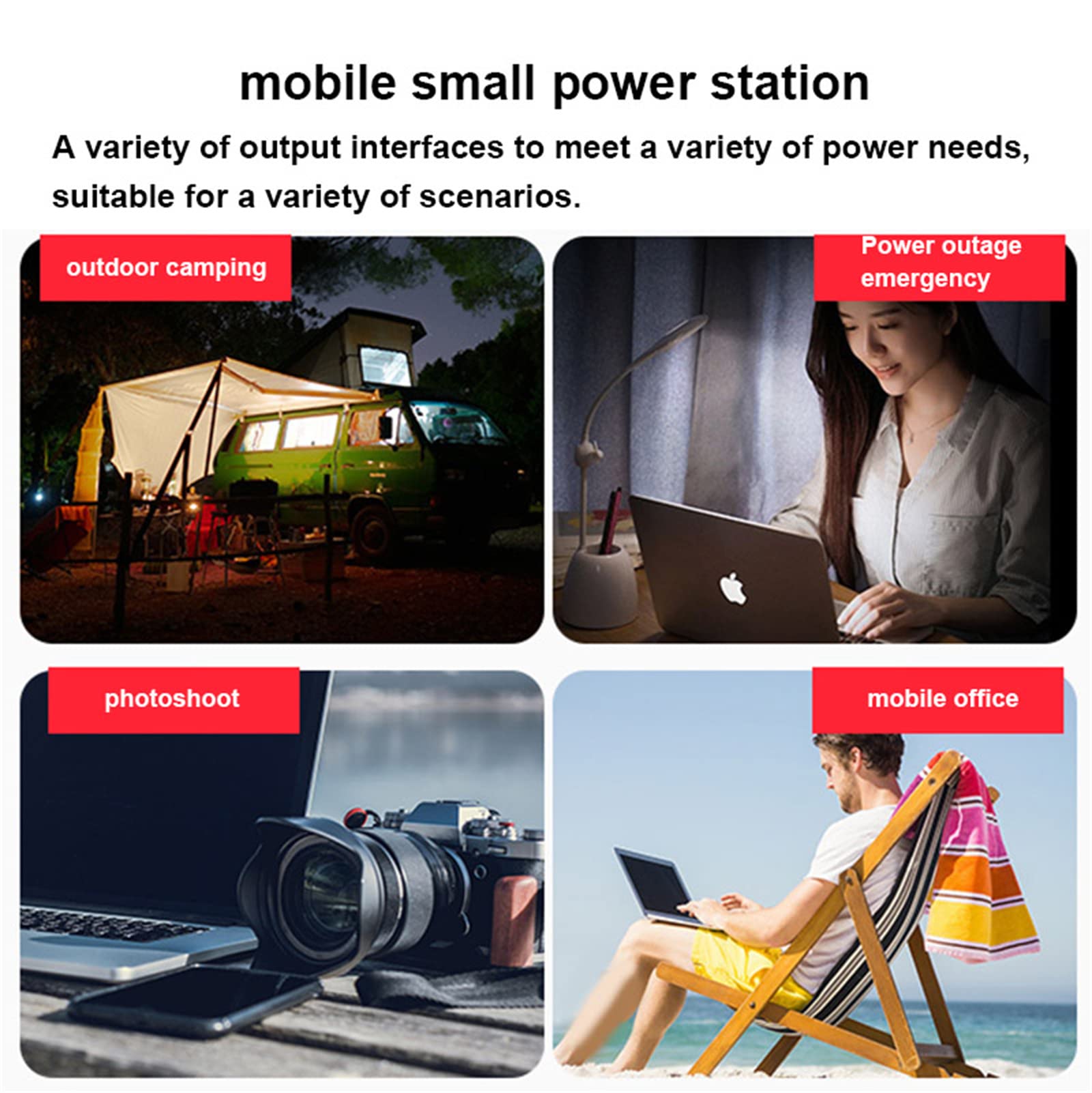 Generatore portatile con batteria da 333 Wh, stazione di alimentazione portatile, generatore esterno da 300 W a 6 porte con 2 prese CA, uscita USB-C PD da 25 W, luce LED, per campeggio, camper, inte