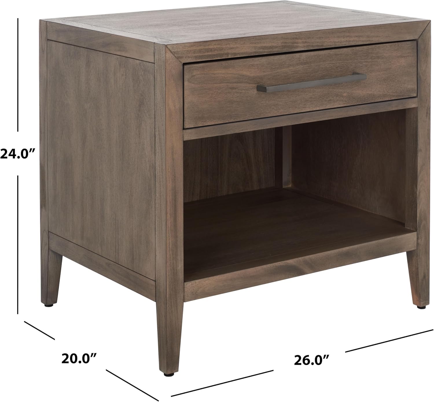 SAFAVIEH Couture Home Collection Ariella Light Brown 1-Drawer 1-Shelf Wood Nightstand Table (Fully Assembled)
