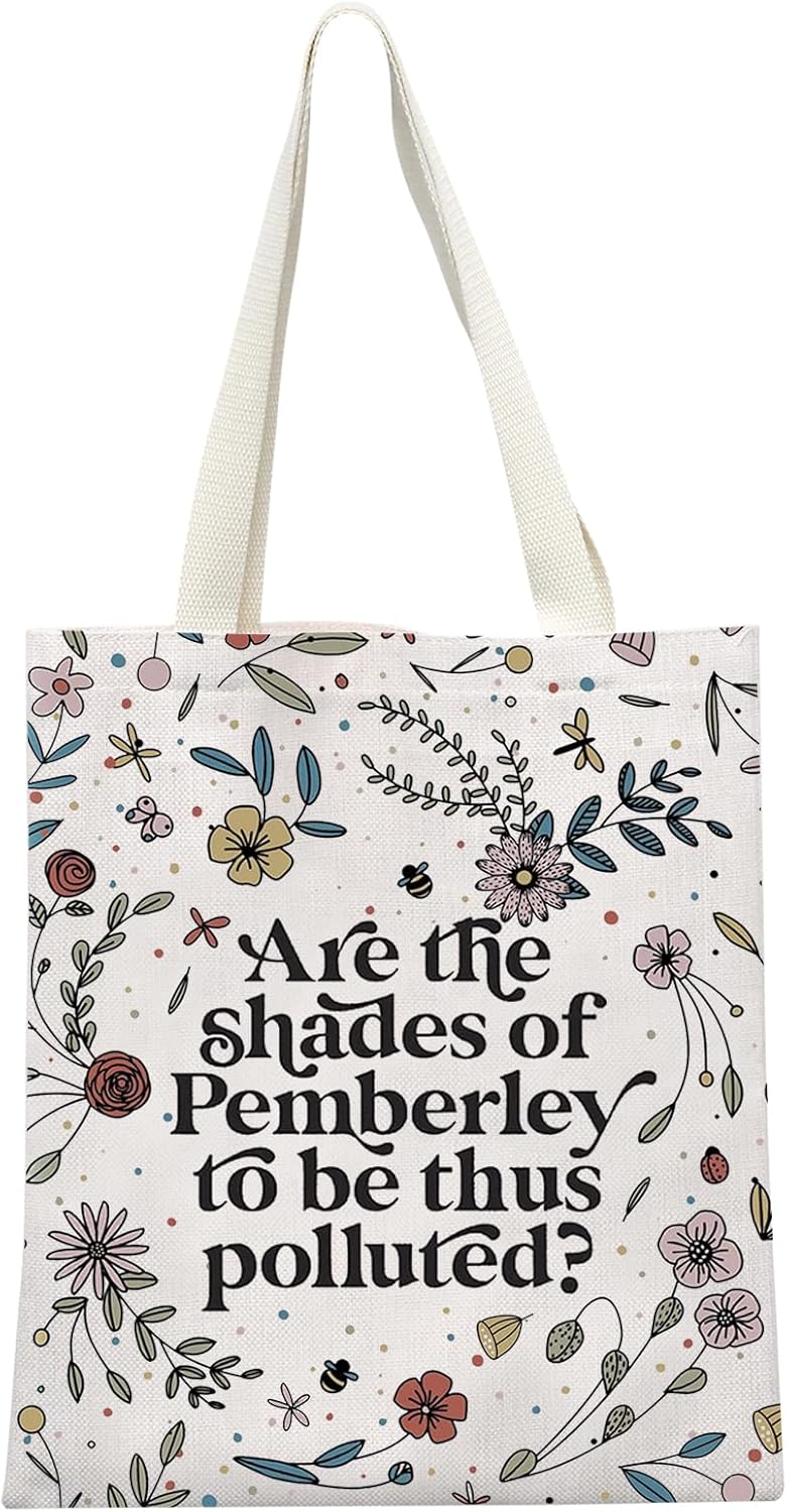 GJTIM PridePrejudice Book Lover Gift Jane Romance Book Club Reader Gift Literary Tote Bag for Bookworms