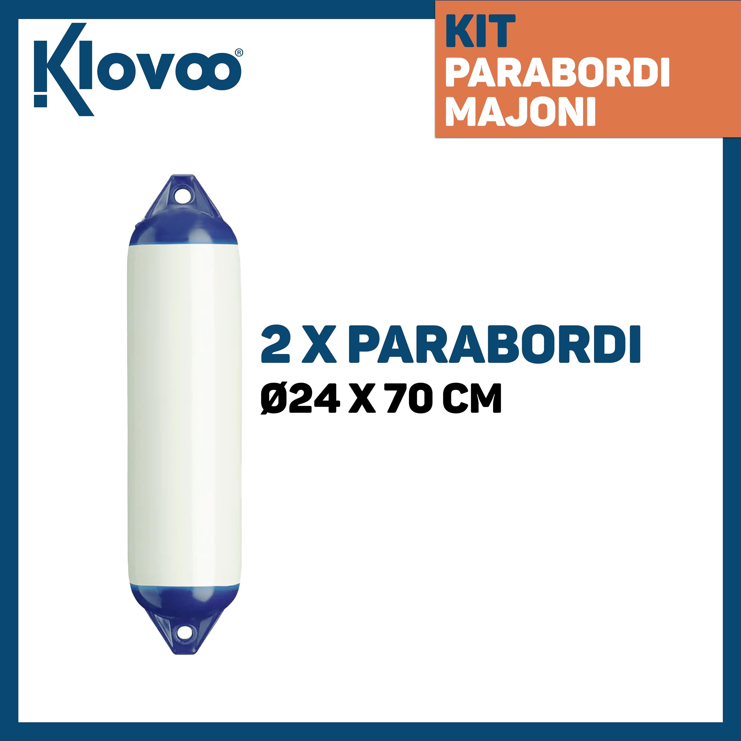 Kit Parabordi Barca Tipo Majoni, Multipack 2/4/6 unità, Dimensioni F0 12x45, F1 15x58, F2 21x62, F3 24x70 cm