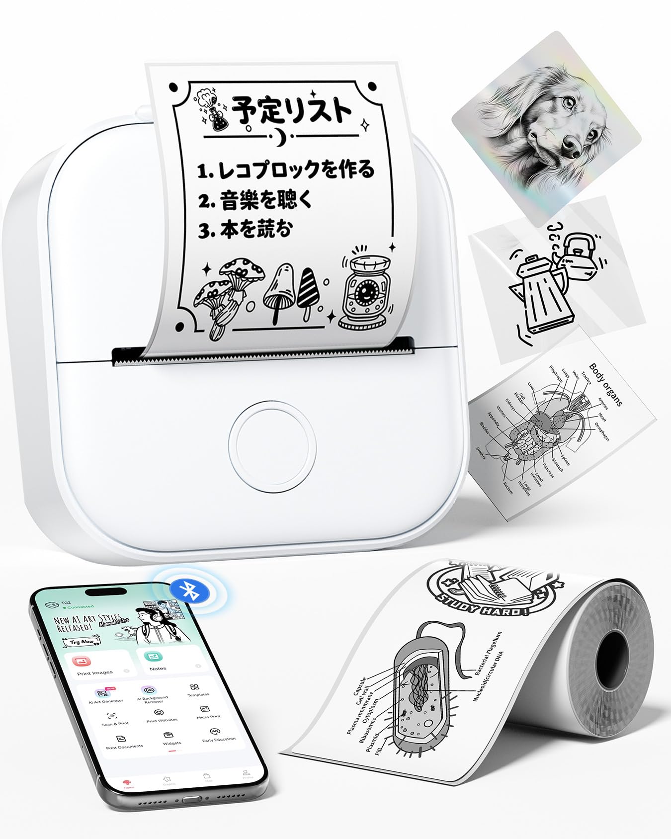 Pmo ポータブルプリンター 本体 Amazon.co.jp: Phomemo T02 サーマルプリンター スマホ対応 モバイル