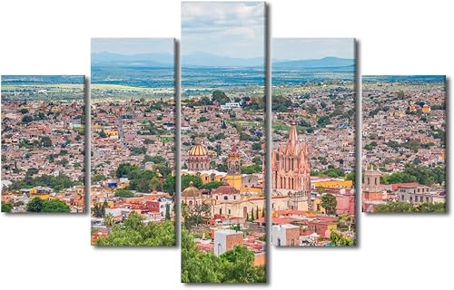 Vista 143 de TUMOVO 5 paneles de arte de pared de volcán en México, impresión sobre lienzo, paisajes naturales, cuadros para dormitorio, decoración del hogar