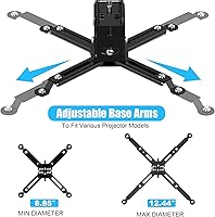 Vista 4 de IUM - Soporte de techo para proyector, soporte universal para proyector negro, soporte extensible para montaje en pared, para la mayoría