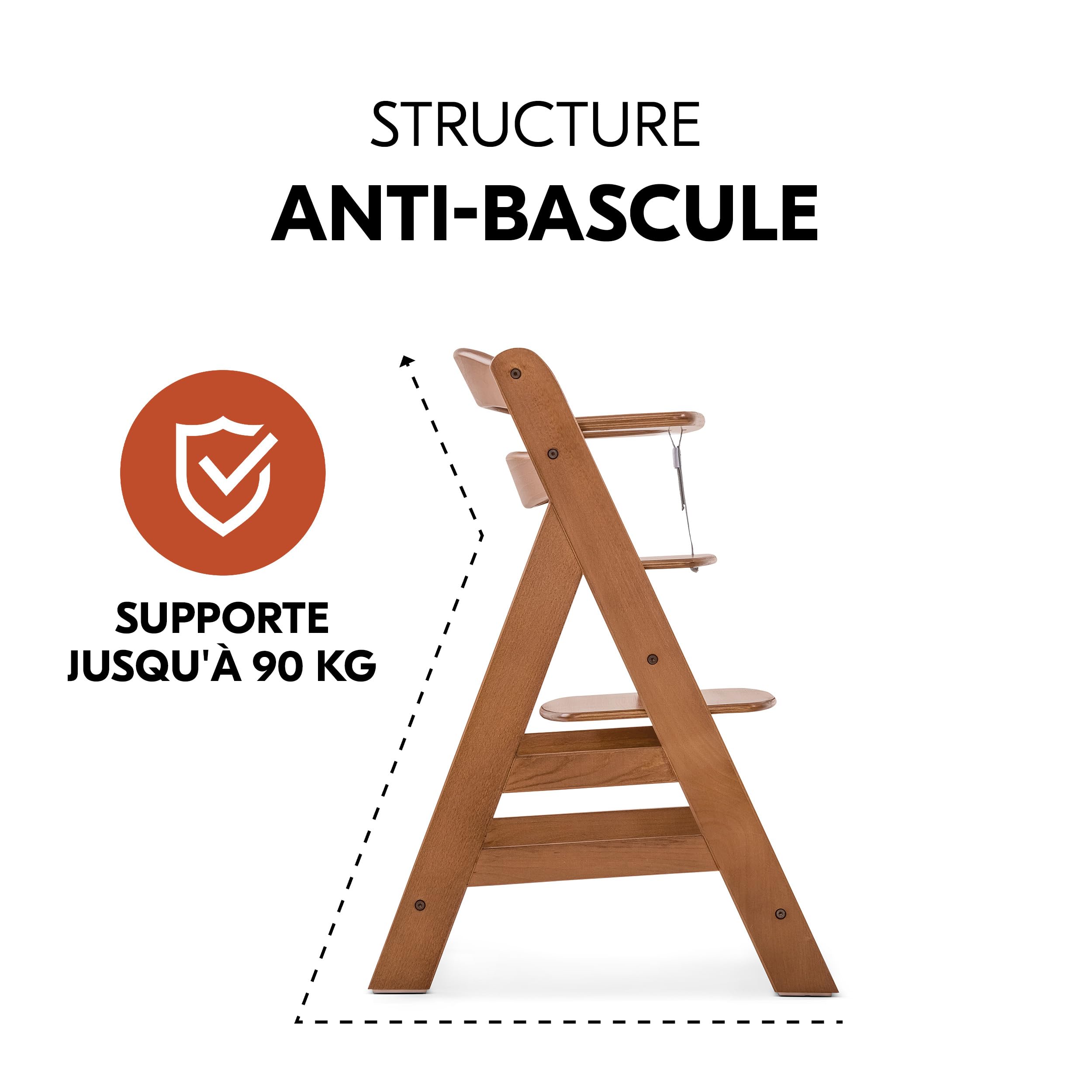 hauck Chaise Haute Bébé Alpha+ avec Siège Nouveau-né Premium - Walnut | Chaise haute évolutive en bois, de la naissance à 90 kg, inclus assise bébé avec réducteur, coussin, idéal pour repas