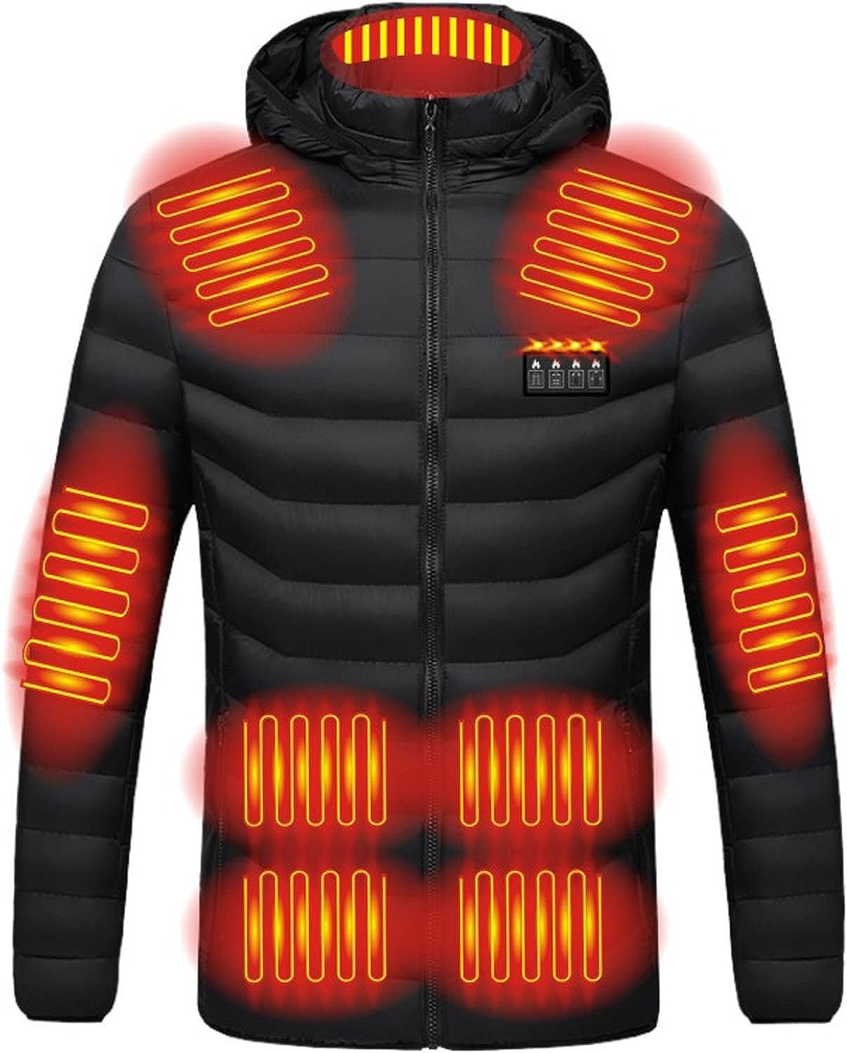 Giacca Riscaldata per Uomo Donna, USB 19 Zone Di Riscaldato Gilet Riscaldante Elettrico Cappotti Con Cappuccio, Gilet Caldo Invernale per Sci All'aperto Moto Escursioni In Campeggio