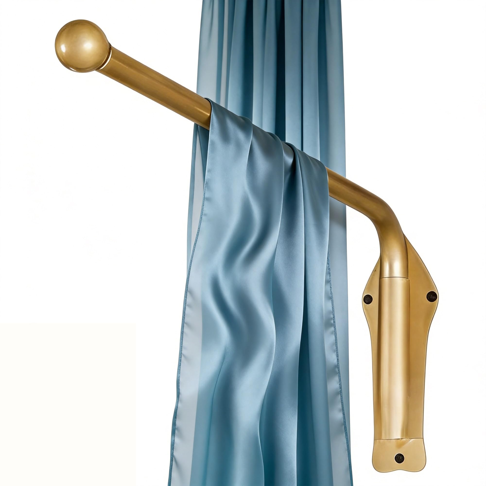 Tringle à rideaux Portiere Rod 180° robuste à bras pivotant avec embouts décoratifs, idéale pour ranger vos rideaux de porte, cuisine ou salle de bain.(Gold,90cm/35.43in)