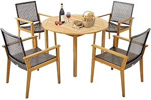 Tangkula Outdoor Dining Set Round Acacia
