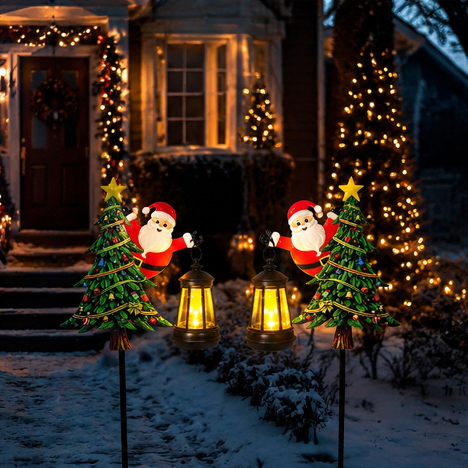 Lanterne de Noël Solaire pour Jardin Lot de 2 2 lanternes de jardin Père