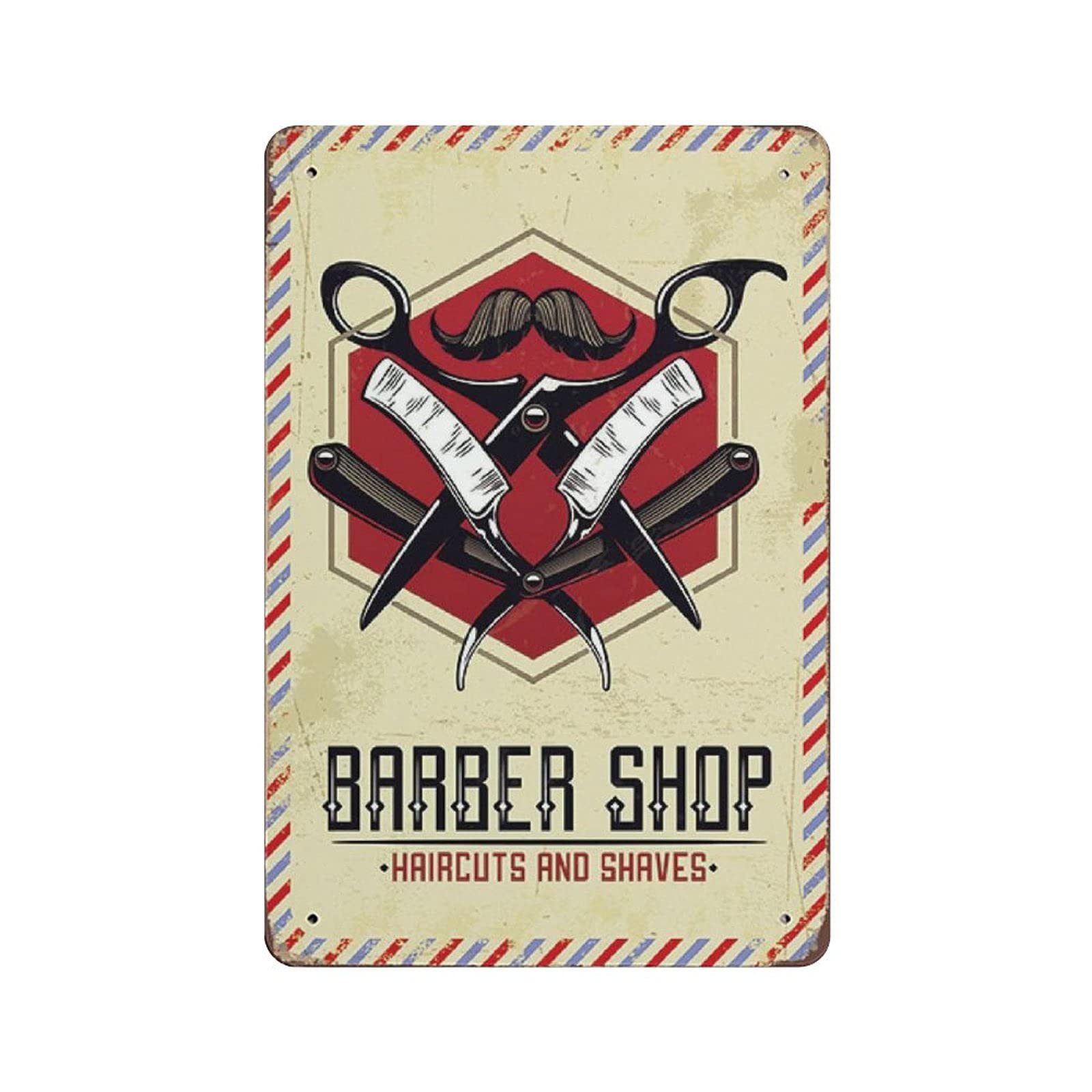 Hdadwy Barber Shop Haircut Tin Sign Metal Plaque Art Hanging Iron Painting Retro Home Kitchen Garden Garage Wall Decor 12"x8"