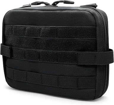 Qavctw Tactical Molle Admin Pouch with Four Straps Molle Utility Tool Pouch Two-Way Zipper First Aid Pouch Medical EMT Organizer Outdoor Emergency Survival Bag