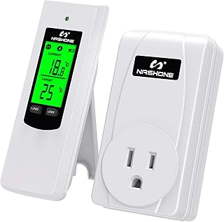 Nashone Wireless Plug in Thermostat, Digital Thermostat Outlet LCD Display Temperature Controller with Heating and Cooling...