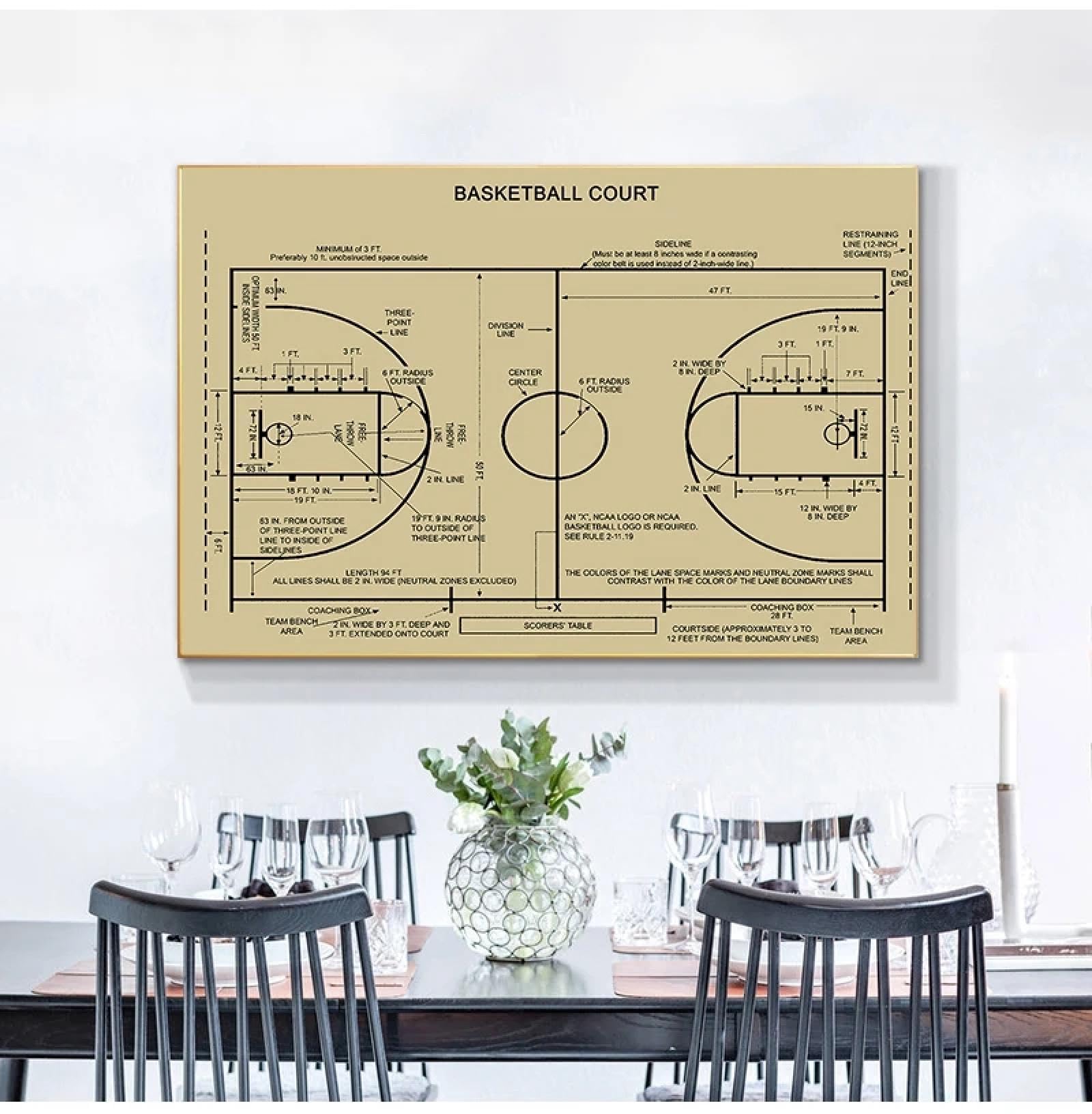 Impresiones artísticas de baloncesto en lienzo para renovar paredes vacías sin vida