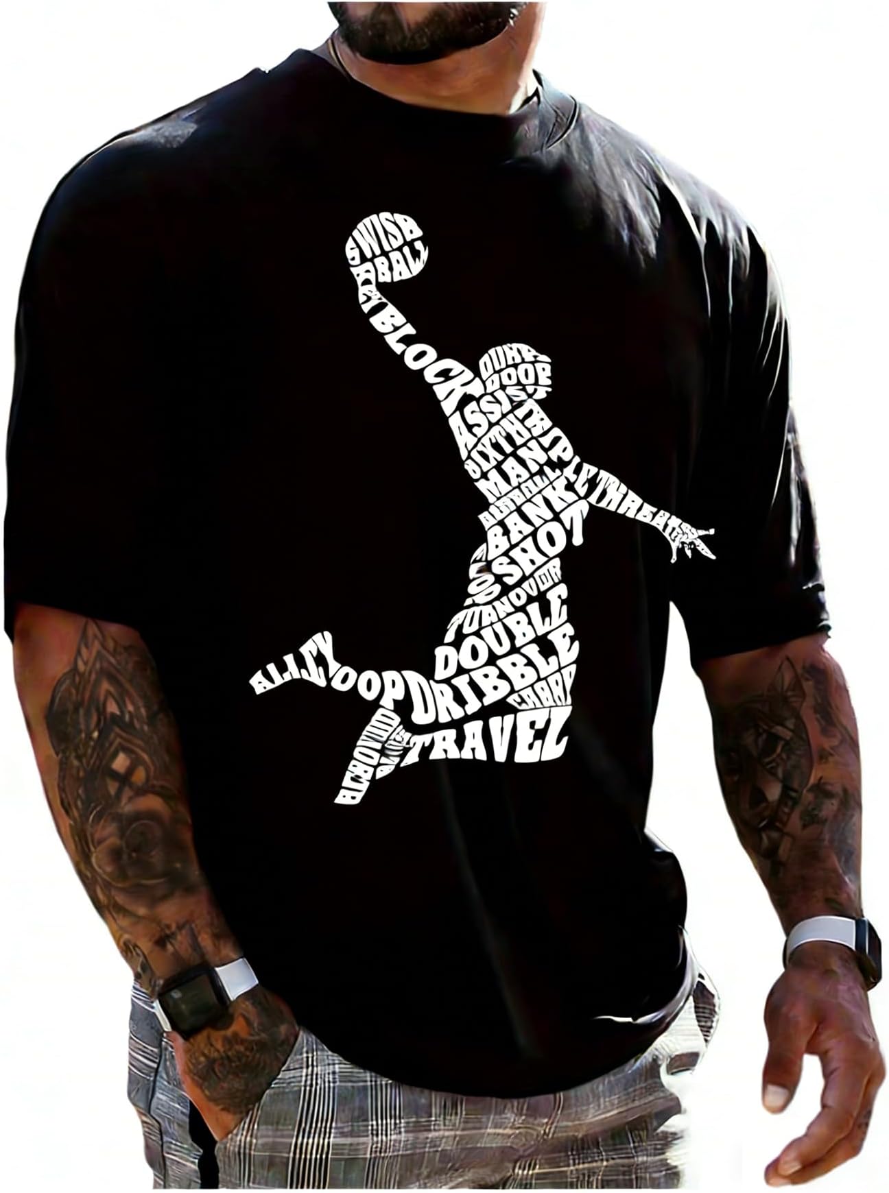 Men's Basketball Shirt Vintage Graphic Tee Crew Neck Short Sleeve Sports Tee Top