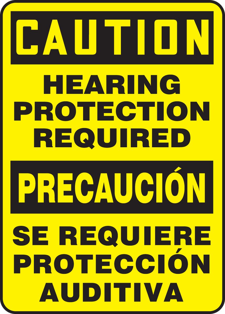 Caution Hearing Protection Required signalisation adhésive 35x25cm - 2
