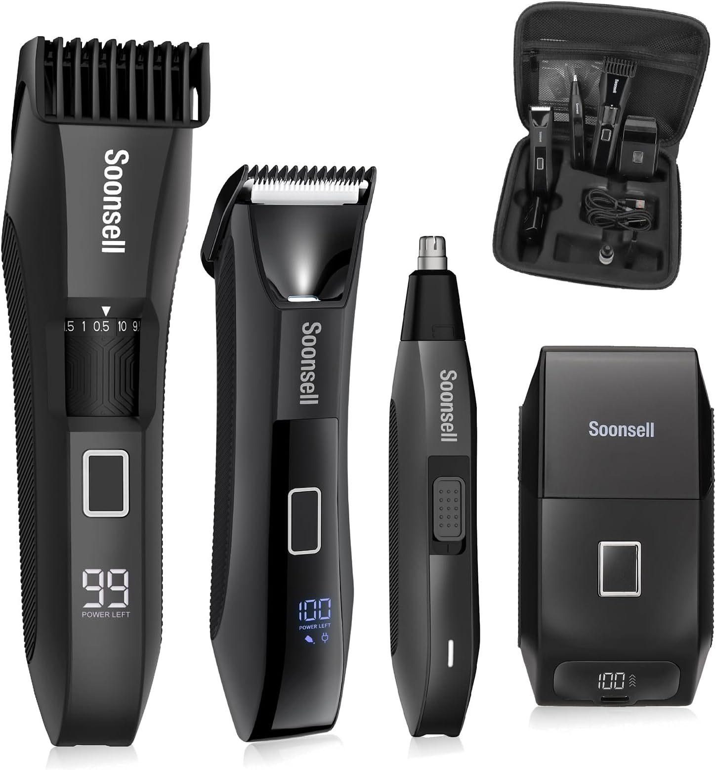 Manscape Beard Trimmer for Men,Ball Shaver,Nose Hair Clippers,Electric Razor,Hair Clippers for Men,4 IN1 Men's Grooming Kit,LED Display,Waterproof,Wet/Dry Trimmer