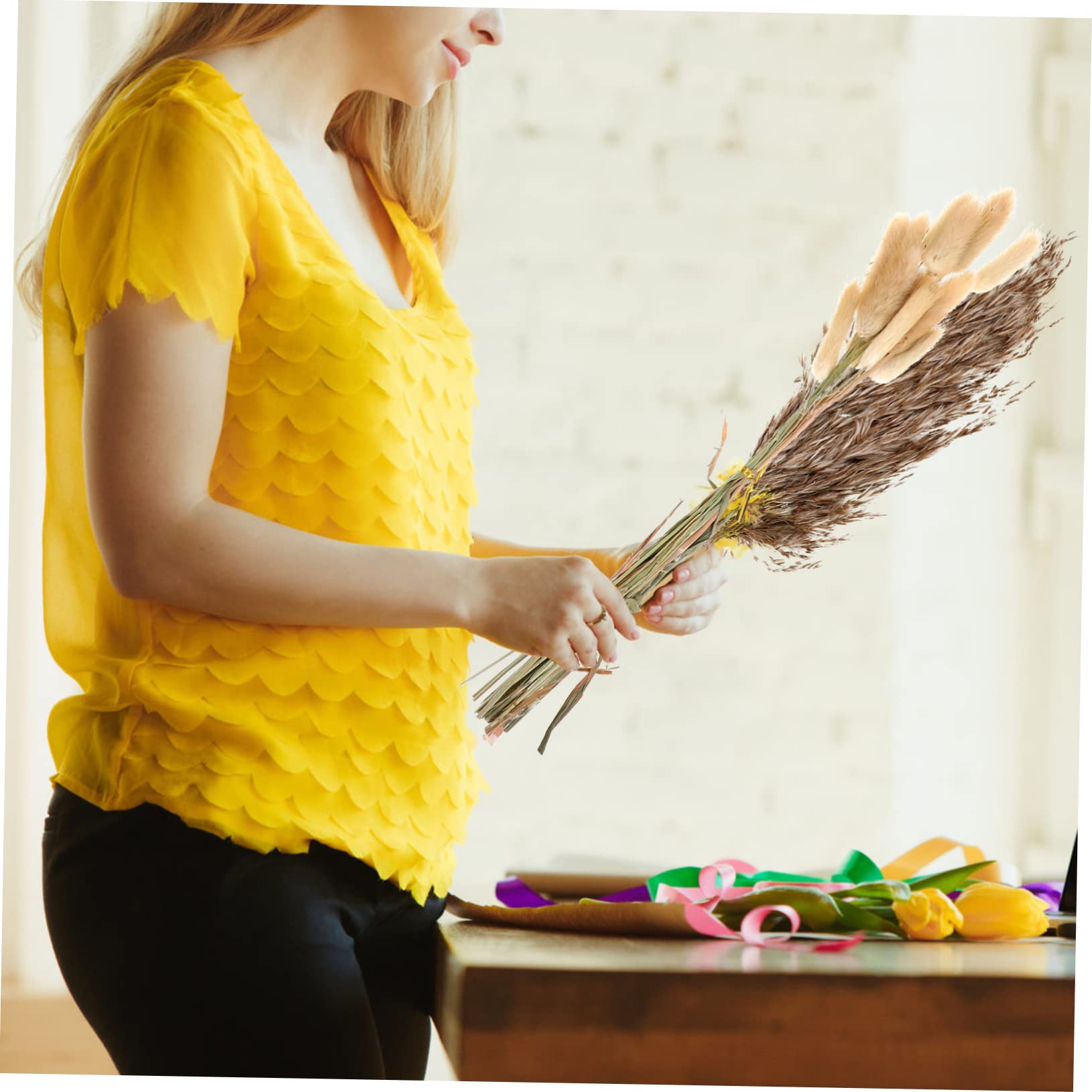 Cabilock Ramo De Flores Secas De Phragmites para Decoración De Hogar Arreglo Floral Natural para Bodas y Fiestas Estilo Rústico Mantenimiento