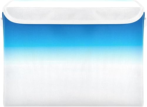GAIGEO Contenedores de almacenamiento de color azul y blanco degradado con tapas, organizadores de armario y caja de almacenamiento, cestas de