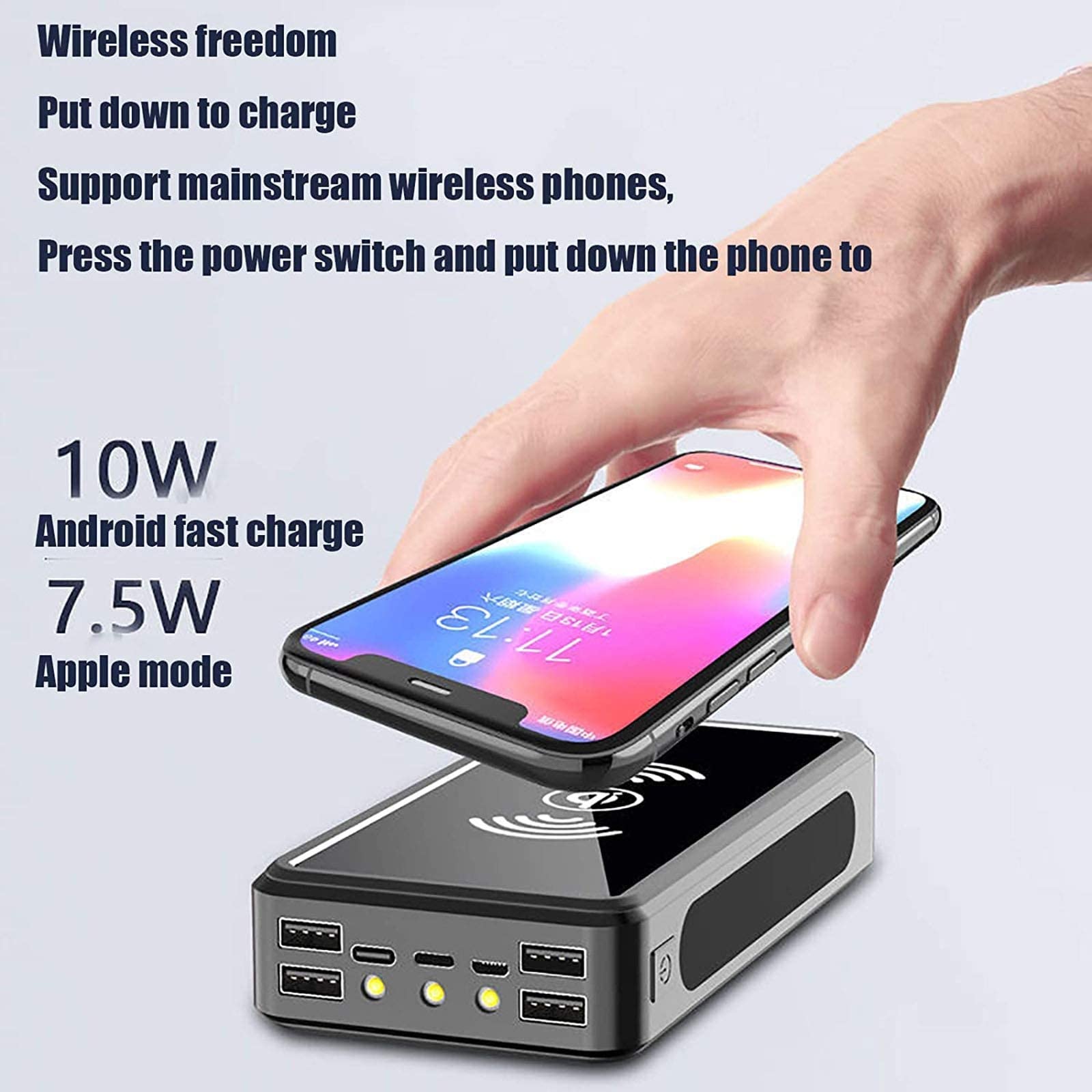 Móvil Portátil Batería Externa Banco de energía Solar 50000mAh, Cargador Solar portátil de Alta Capacidad batería Externa con 3 entradas y 4 USB de Salida de Carga rápida con indicador led p