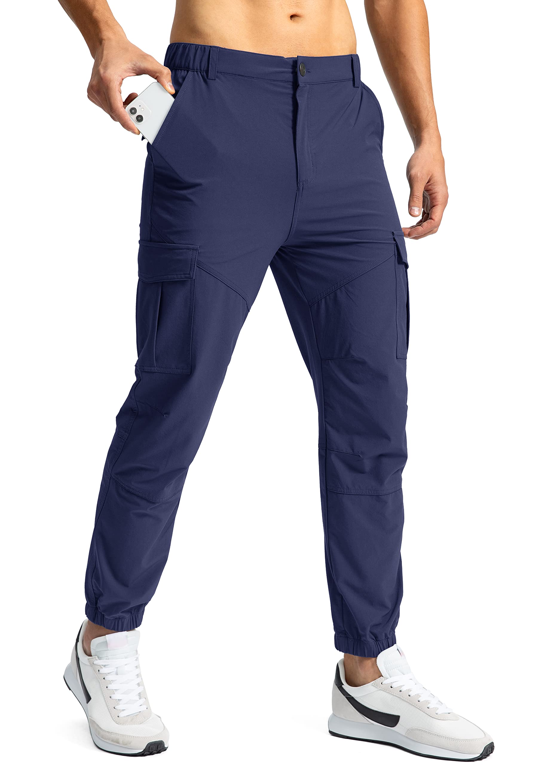 Pinkbomb Men's Hiking Cargo Pants with 7 Pockets Slim Fit Stretch Joggers Golf Cargo Work Pants for Men