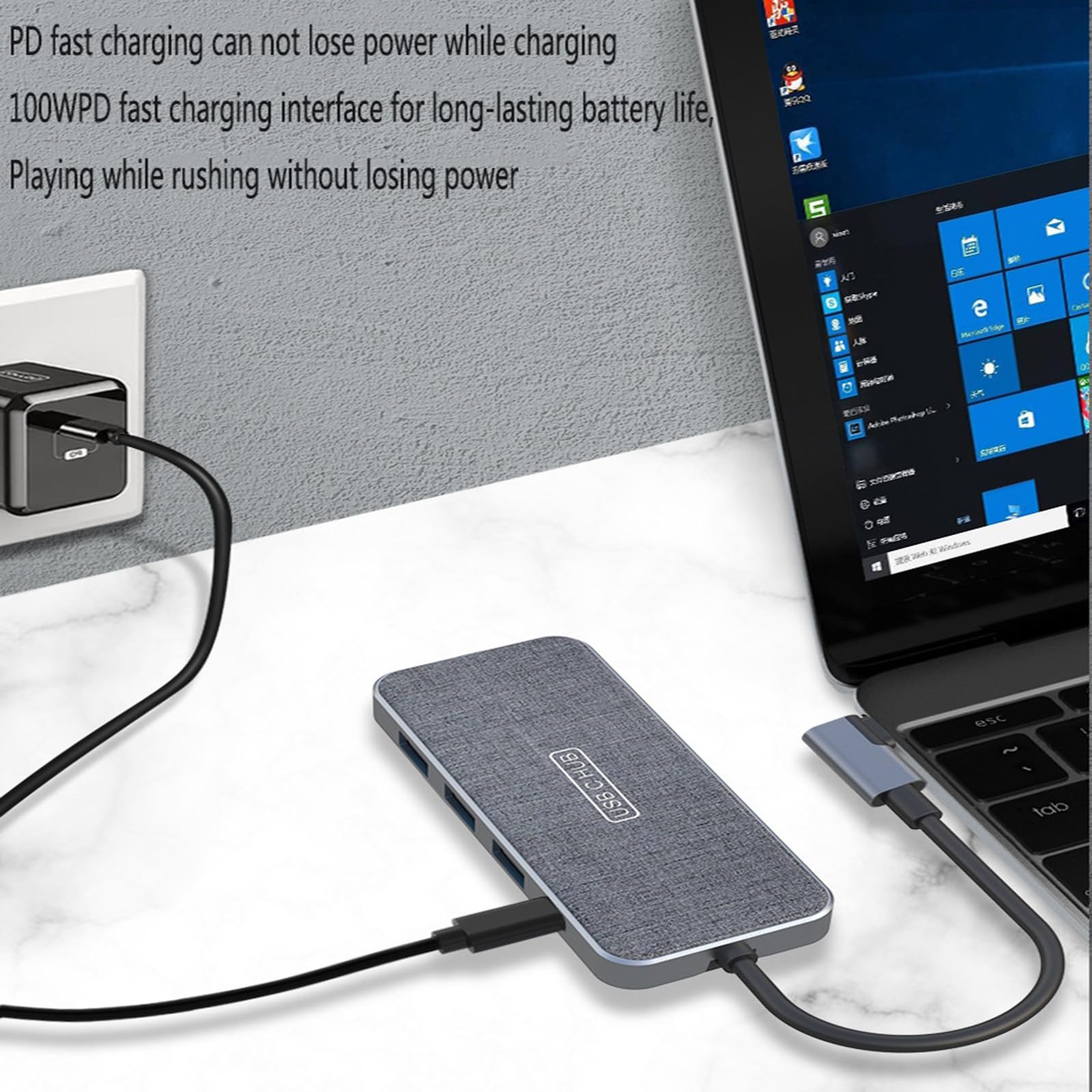 RIDAEX Docking Dock di Tipo C Dock di espansione Adattatore da USB-C a Hdmi Splitter 3.0 Convertitore per Laptop Pannello in Tessuto Telaio in Lega