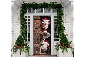 Merry Christmas Farmhouse Door Sign Cows Xmas Decor Banner