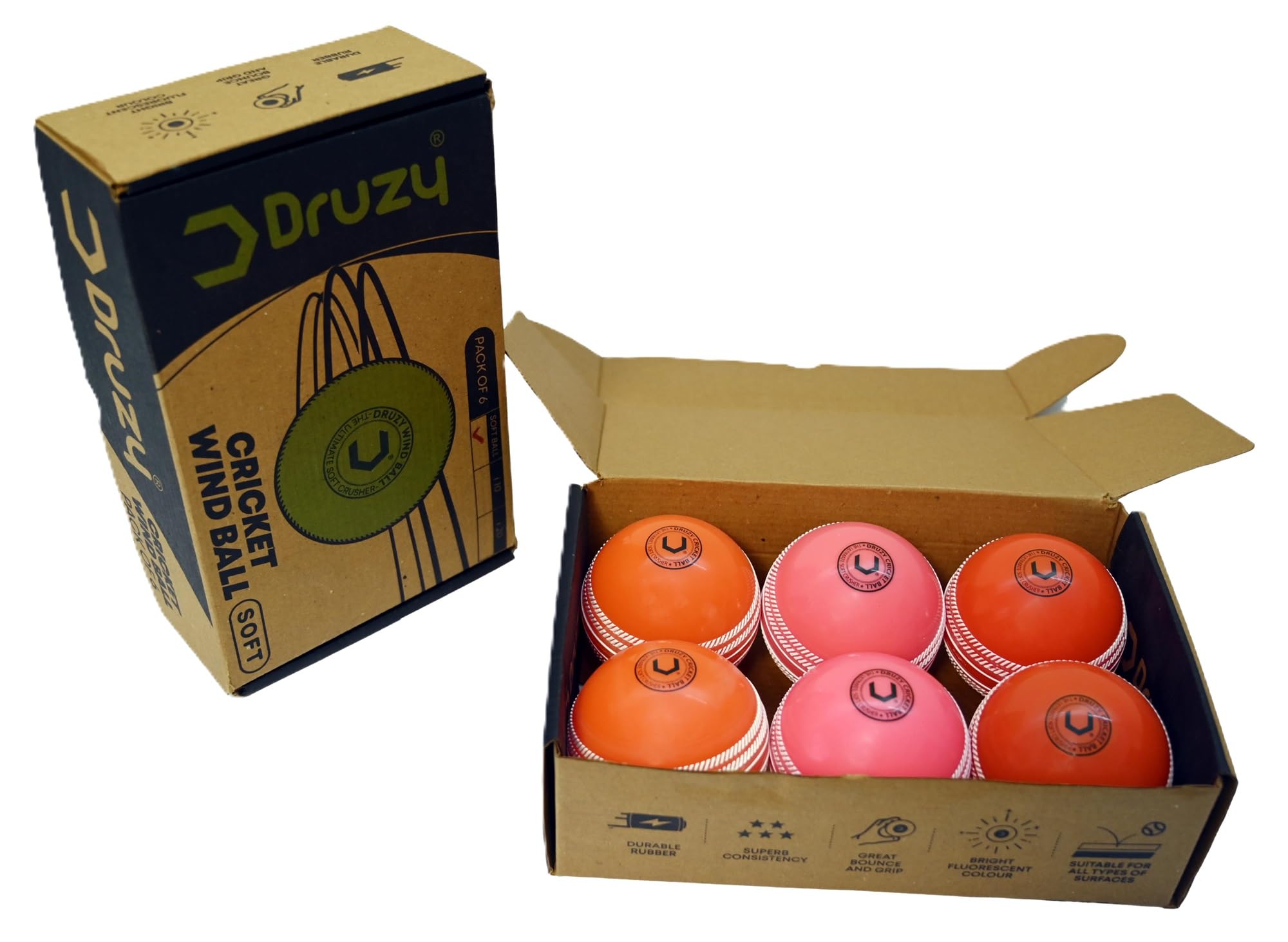 Druzy Sparko: i10 Ball, Versatile Practice Cricket Balls - Durable, High Bounce, Indoor/Outdoor, 100 + Over Ball in Good Playing Conditions, (Pack of 6 (B0D7DP8VGJ) Amazon Price History, Amazon Price Tracker