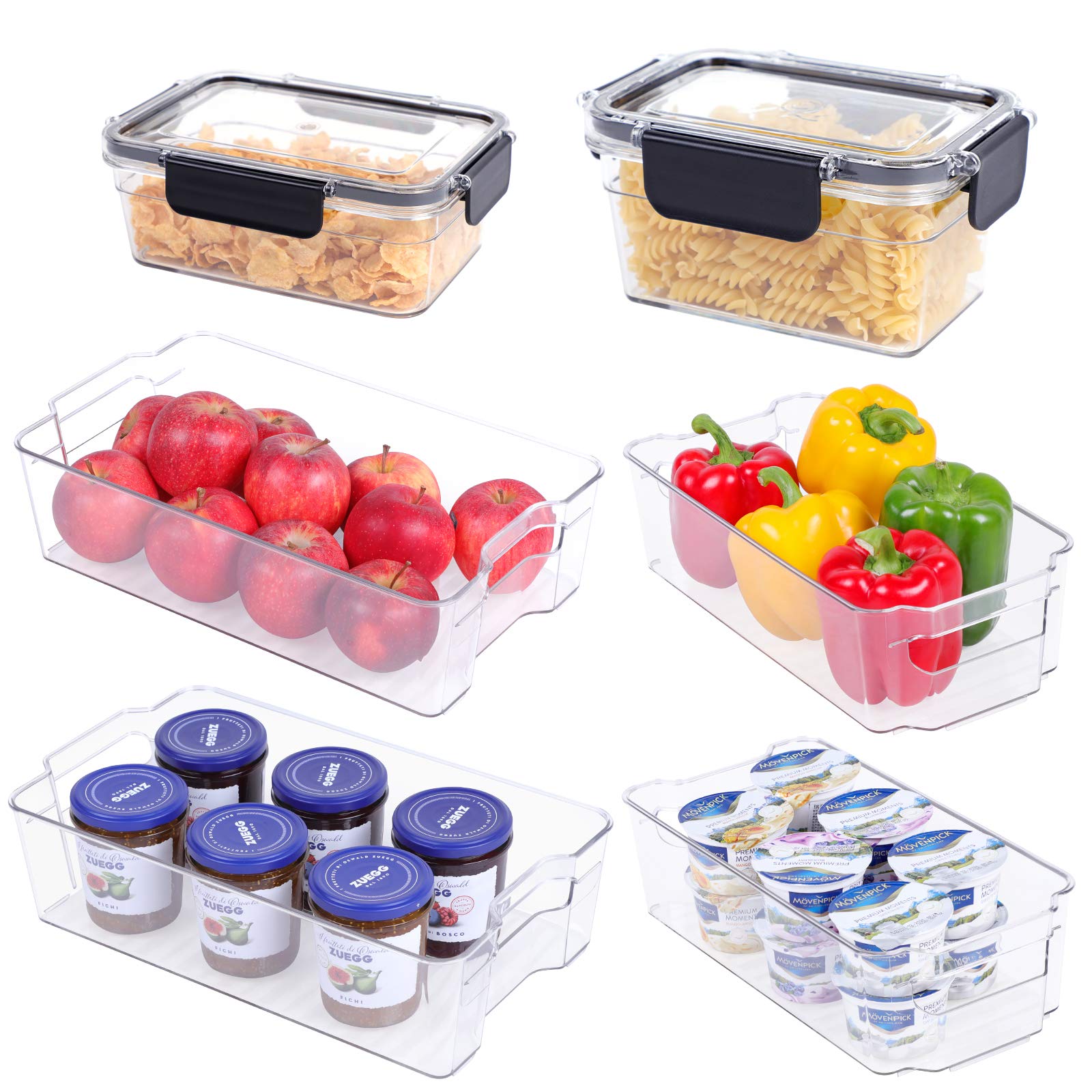 Buy Set of 6 Stackable Refrigerator Organizer BinsClear Plastic