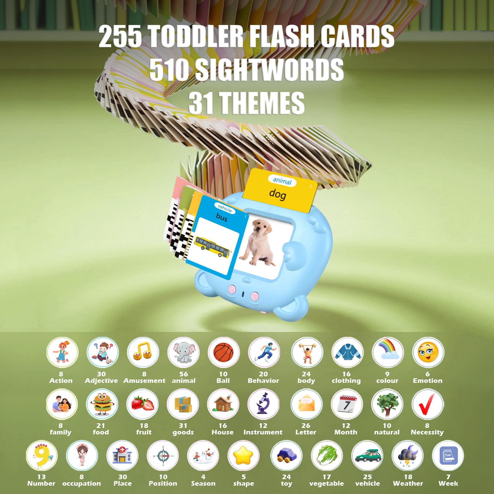 Talking Flash Cards for Toddler Toys for 2 3 4 5 6 Year Old Baby Boys Preschool Learning Resources Educational Montessori Sensory Toys for Autism with 510 Words Interactive Gifts For Kids Age 2-6 - Image 2