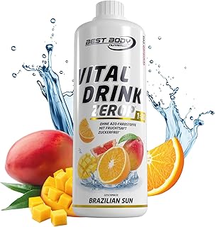 Best Body Nutrition Vital Drink ZEROP® – Brazilian Sun Syrup Sugar-Free – 1 L – 1:80 Makes 80 Litres of Ready Drink – Drin...