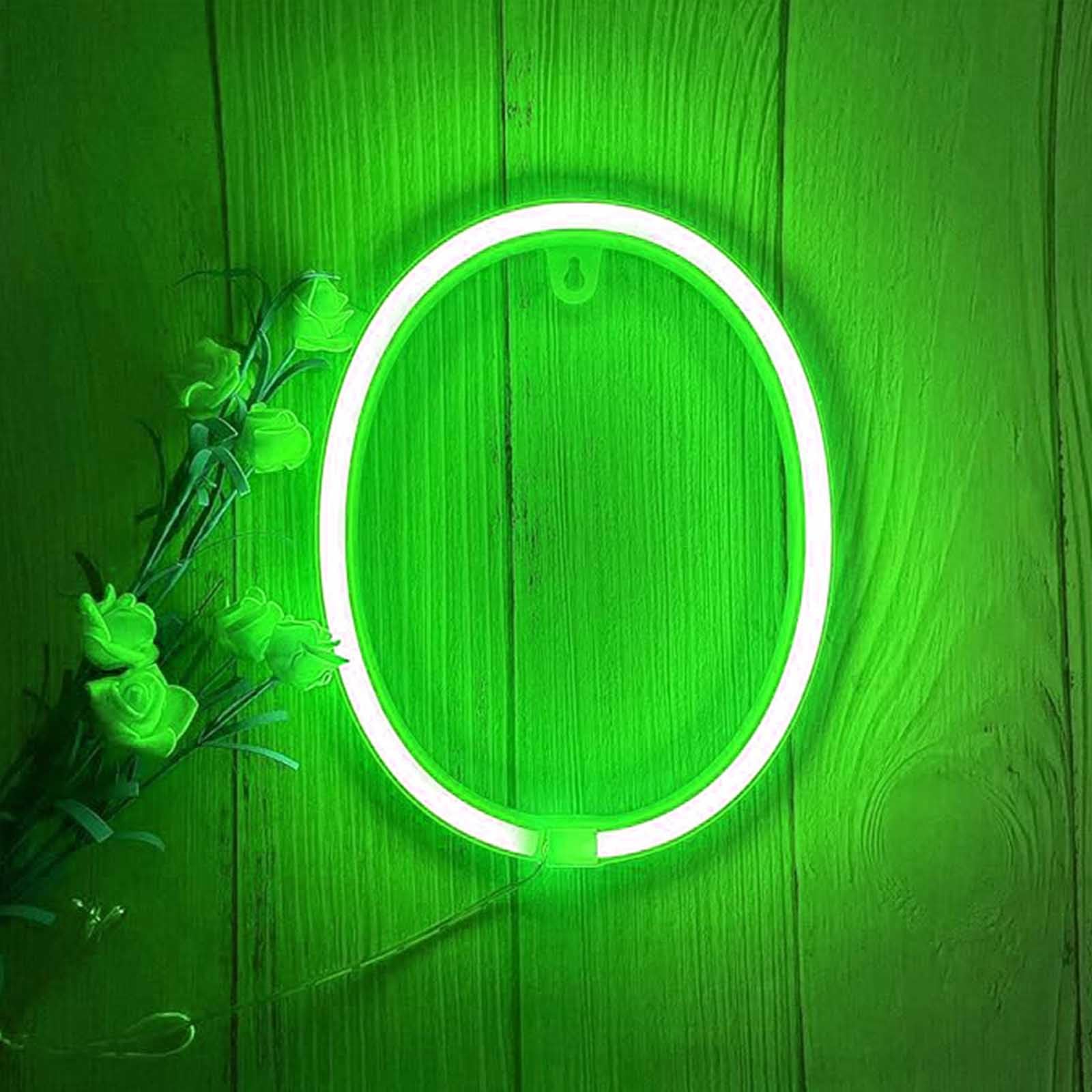 Customizable Green Neon Sign for Business & Home - Battery/USB LED Lights with Stand Perfect for Cafe Retail Photo Shoot(Letters O) — image 1
