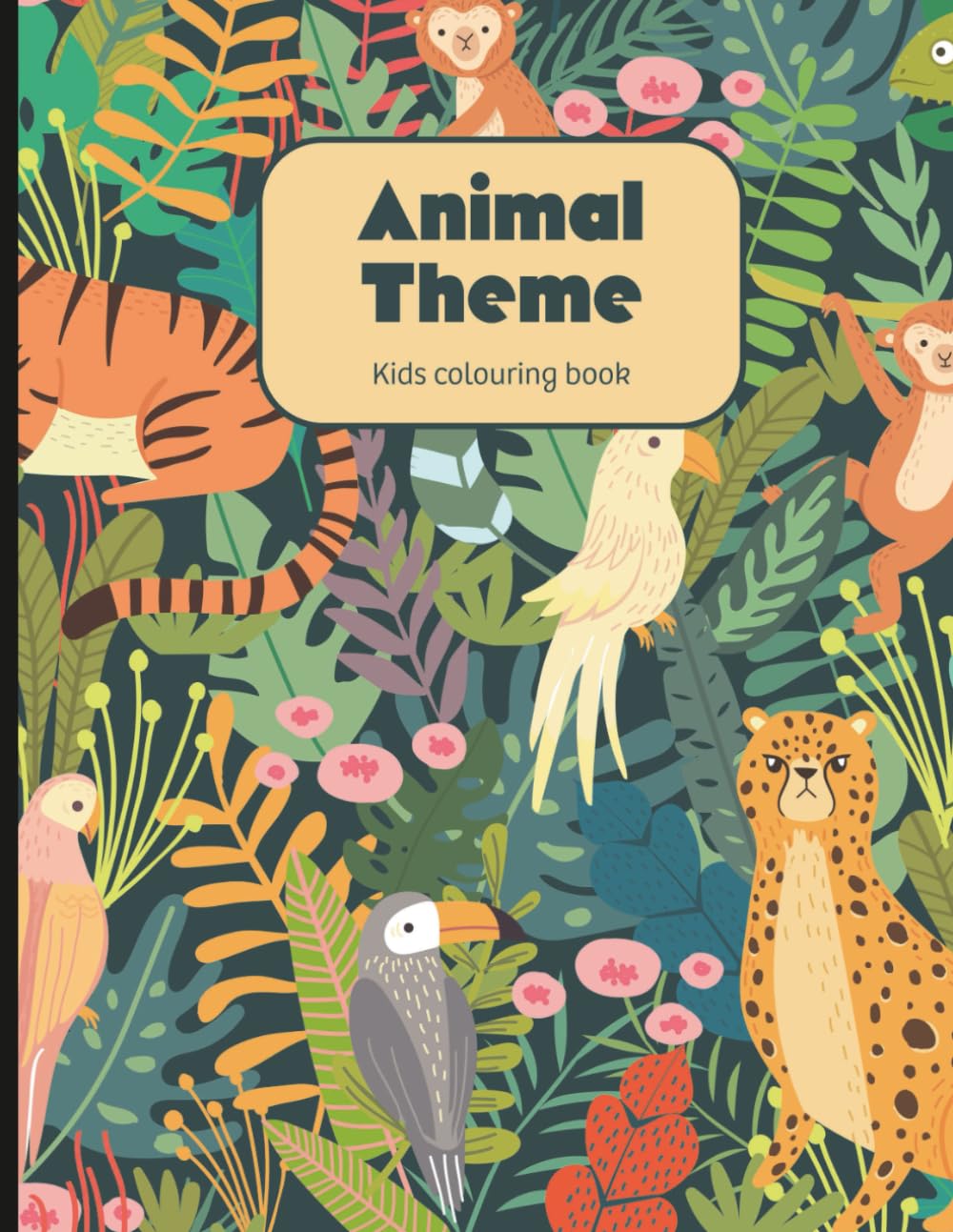 Animal theme kids colouring book: Fun and Easy Animal Coloring Pages for Kids Ages 3–6