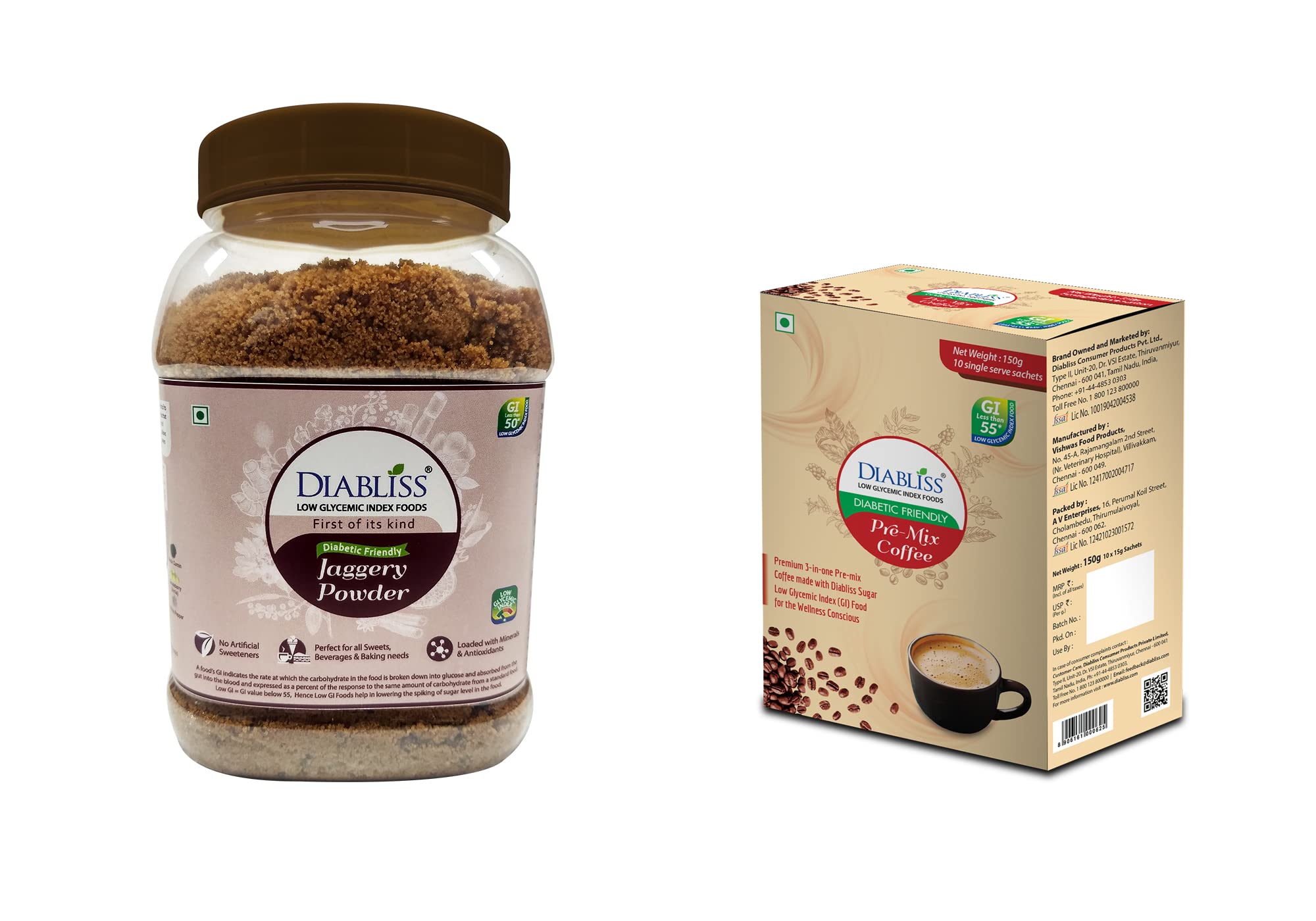Diabliss Diabetic Friendly Jaggery 750g Jar and 3-in-one Instant Coffee Premix - Low Glycemic Index(GI) (B0BSXWPRMT) Amazon Price History, Amazon Price Tracker